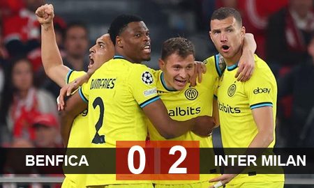 Benfica 0-2 Inter: Lukaku toả sáng giúp Inter Milan có lợi thế